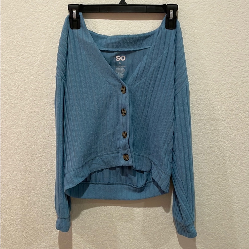 SO Light Blue Button-Up Top